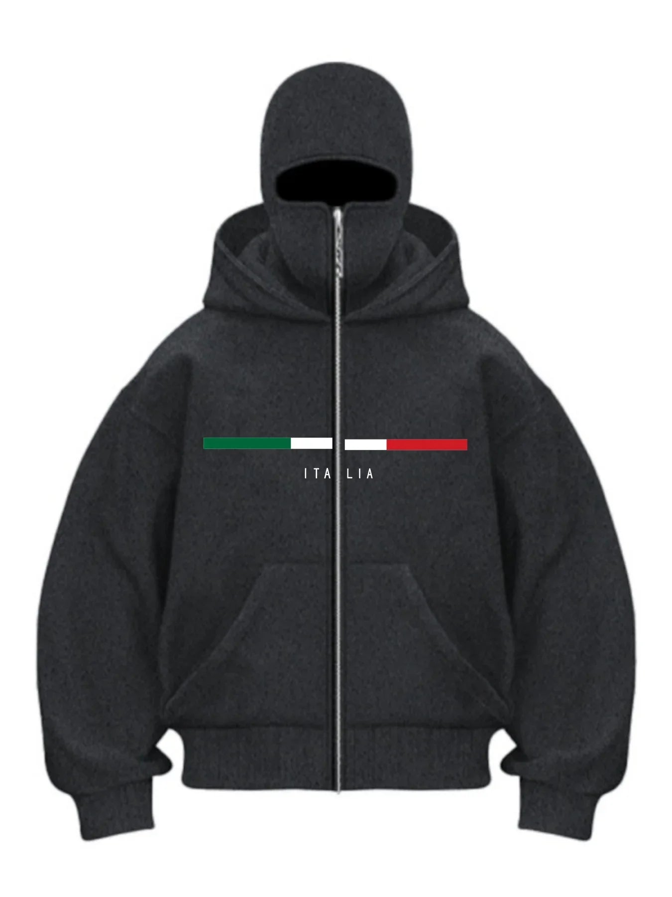 Double Hat Balaclava Hoodies Fashion Hip Hop Winter Windproof Sweatshirt Streetwear Trend zipper Face Mask Hoodie Jacket Coat