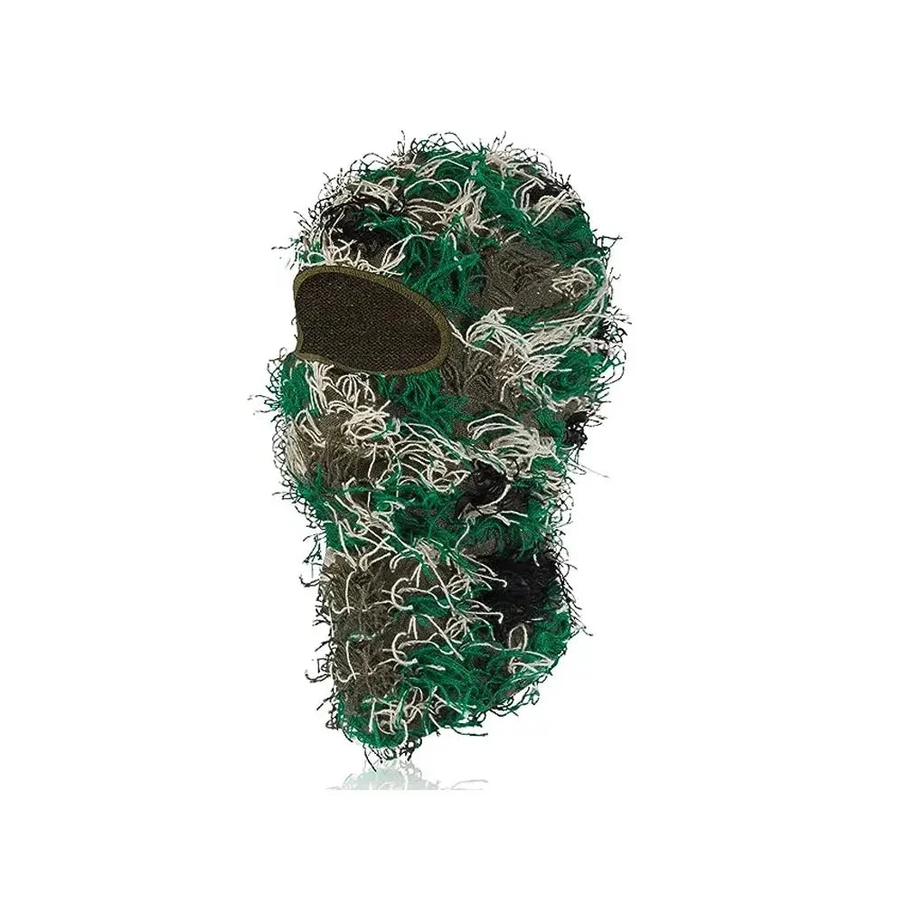 Distressed Balaclava Ski Mask, Full Face Knitted Balaclava Windproof Cool Ski Mask for Cold Weather, Camo Knitted Face Mask