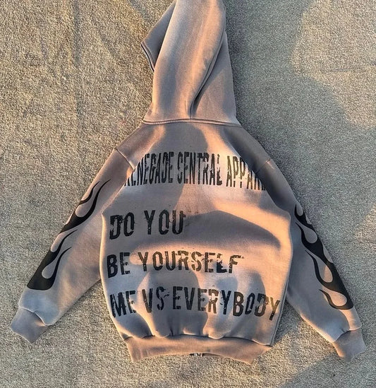 Retro Street Geometry Print Hoodie Original Design Patchwork Y2K Hip Hop Harajuku Style Casual Oversized Hoodie Male Tracksuit