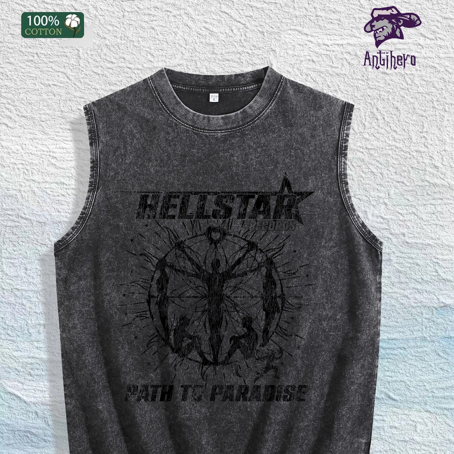 Hellstar Path to Paradise Graphic Washed Vest US Warehouse 3 Colors Cotton Tank