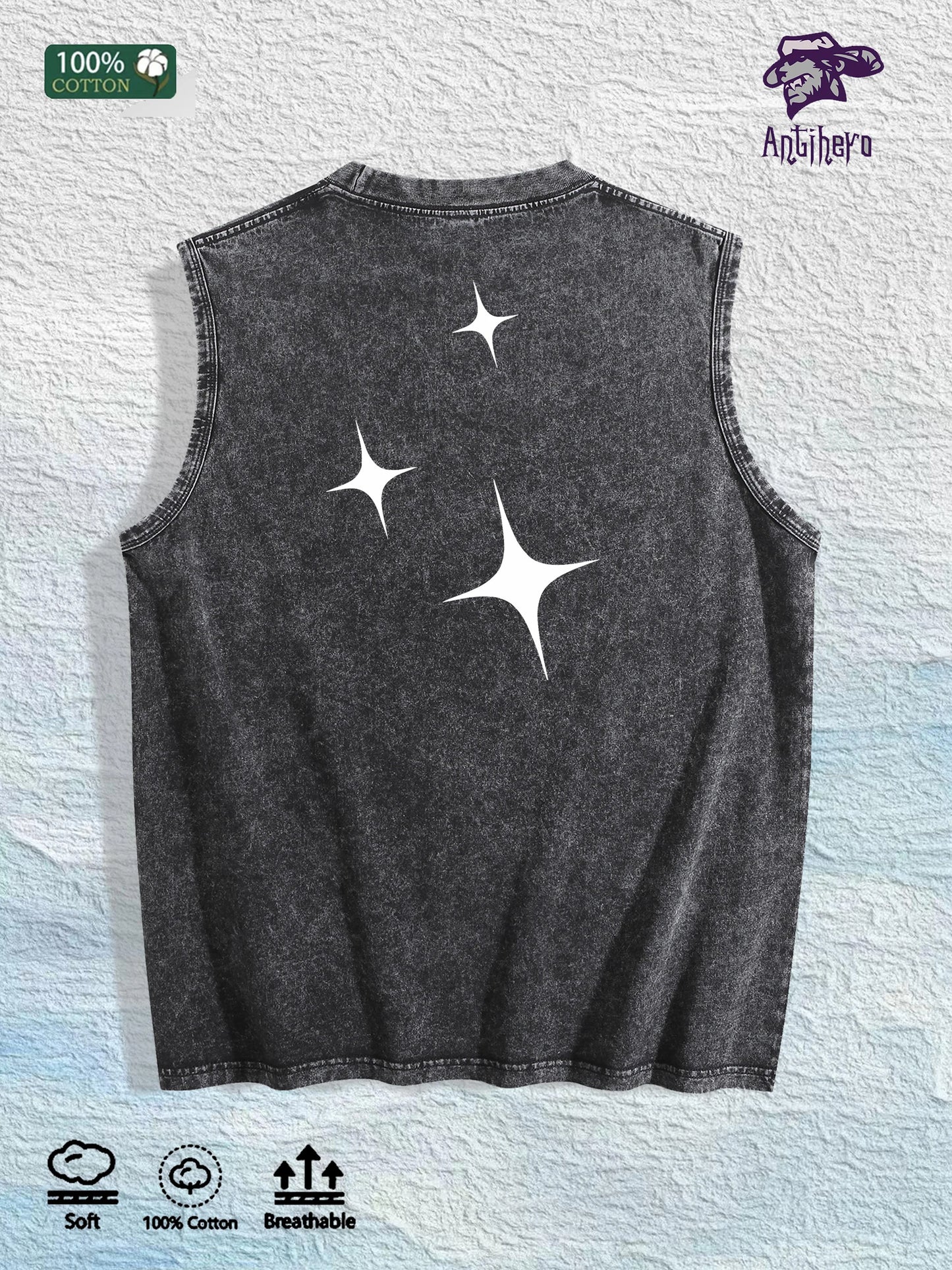 IN GLOCK WE TRUST Printed Washed Vest US Local Warehouse 3 Colors Cotton Breathable Trendy Top