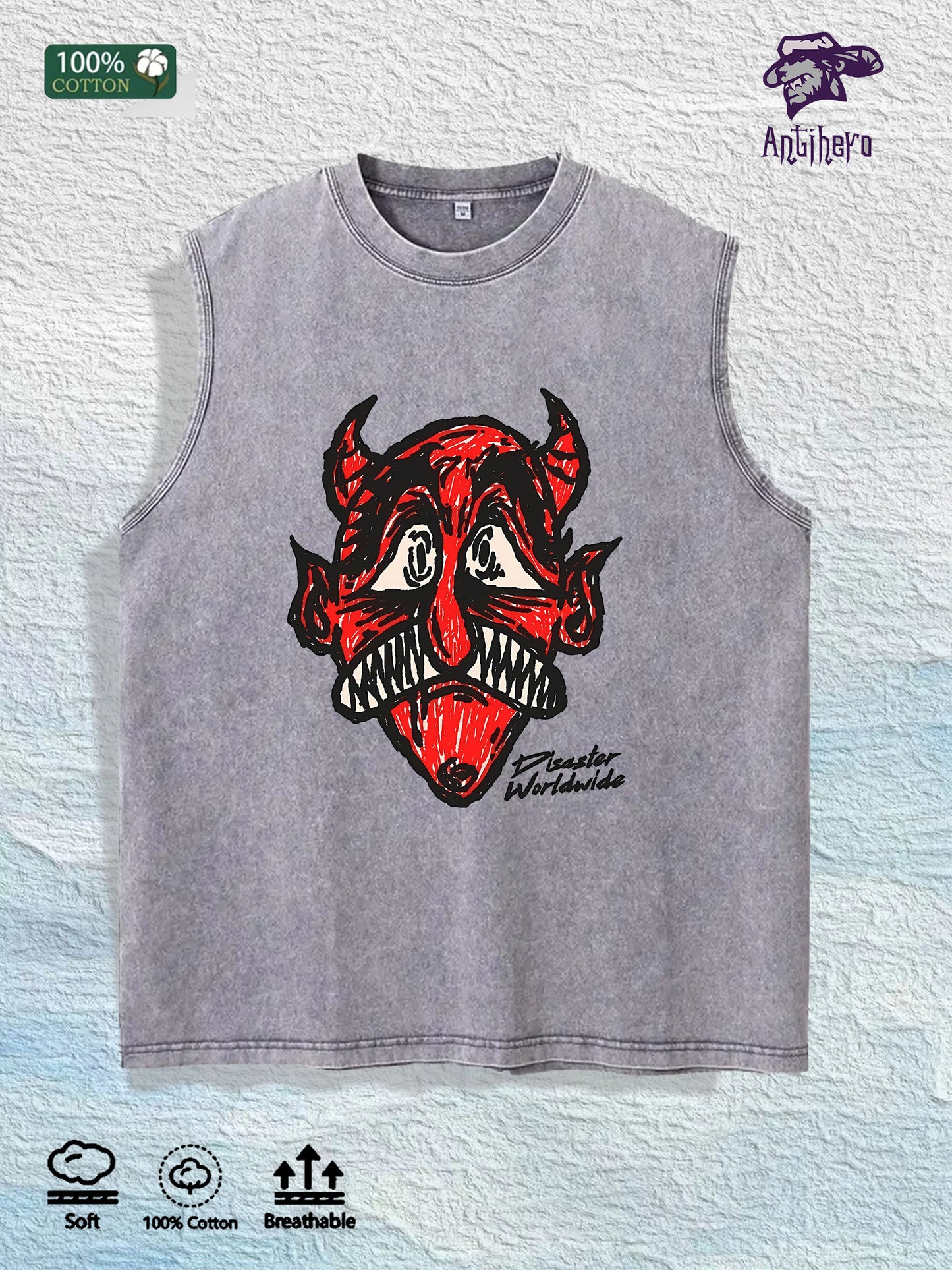 Antihero Devil Graphic Tank Top 100% Cotton US Warehouse 7 Colors