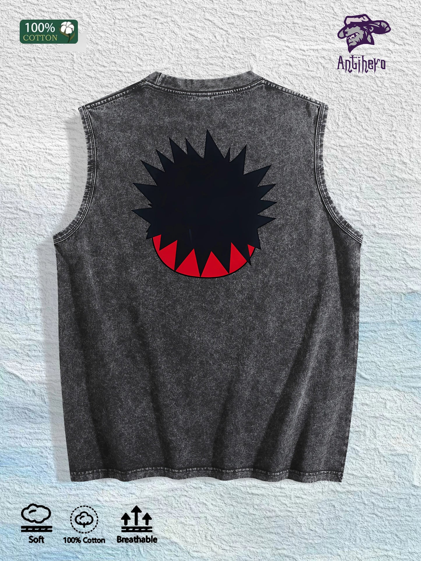 Anime Character Graphic Washed Vest US Warehouse 3 Colors Cotton Tank