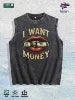 I WANT MONEY Graphic Washed Vest US Warehouse 3 Colors Cotton Tank