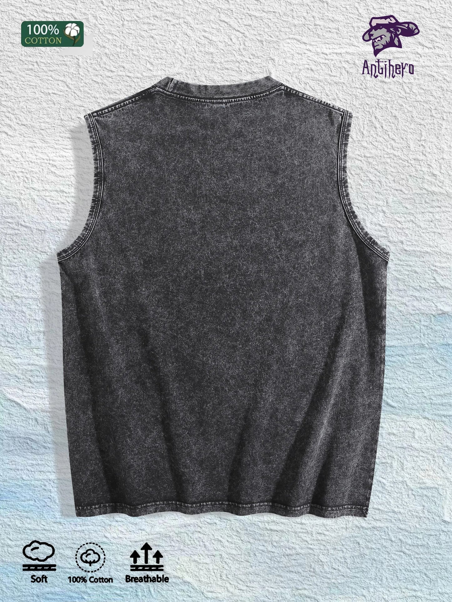 Dreadlocks Character Graphic Washed Vest US Warehouse 3 Colors Cotton Tank
