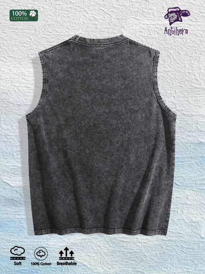 Rich Members Only Money Mouth Graphic Washed Vest US Warehouse 3 Colors Cotton Tank