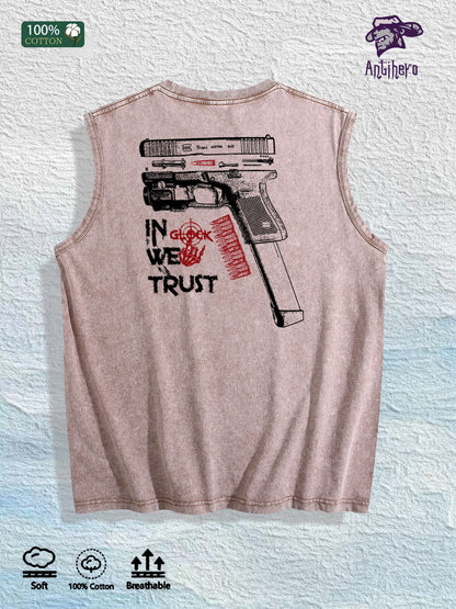 Skull - Patterned Washed Vest US Local Warehouse 3 Colors Cotton Breathable Trendy Top