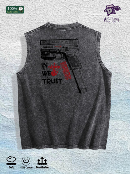 Skull - Patterned Washed Vest US Local Warehouse 3 Colors Cotton Breathable Trendy Top