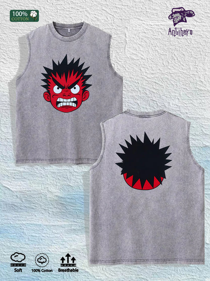 Anime Character Graphic Washed Vest US Warehouse 3 Colors Cotton Tank