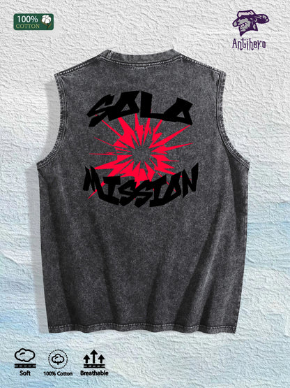 ARTDEPT Solo Mission Graphic Washed Vest US Warehouse 3 Colors Cotton Tank