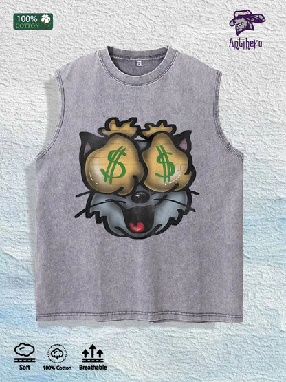 Antihero Money Cat Graphic Tank Top 100% Cotton US Warehouse 7 Colors