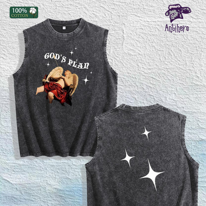 IN GLOCK WE TRUST Printed Washed Vest US Local Warehouse 3 Colors Cotton Breathable Trendy Top