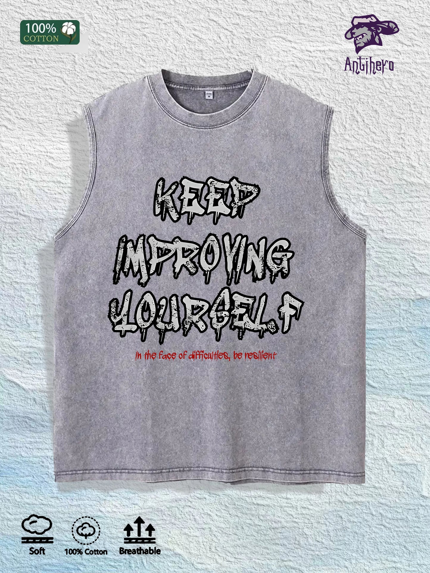 Antihero Self - Improvement Graphic Tank Top 100% Cotton US Warehouse 7 Colors