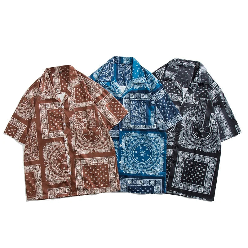 Fashion 2022 Wholesale Shirts for Men Streetstyle Mens Wear Paisley Design Sublimation Shirts