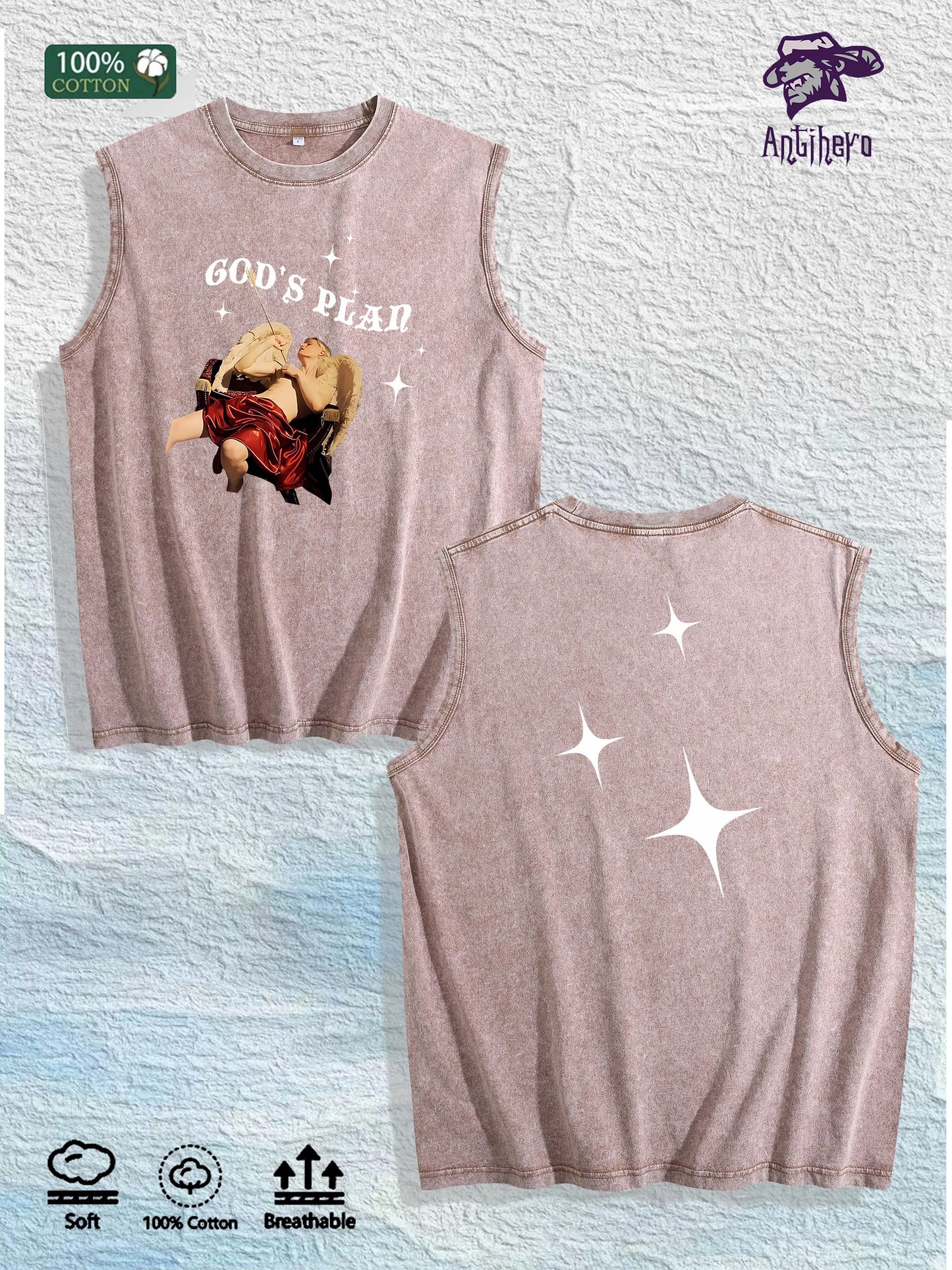 IN GLOCK WE TRUST Printed Washed Vest US Local Warehouse 3 Colors Cotton Breathable Trendy Top