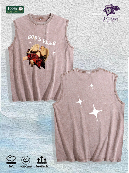 IN GLOCK WE TRUST Printed Washed Vest US Local Warehouse 3 Colors Cotton Breathable Trendy Top