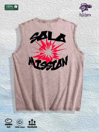 ARTDEPT Solo Mission Graphic Washed Vest US Warehouse 3 Colors Cotton Tank