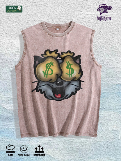 Antihero Money Cat Graphic Tank Top 100% Cotton US Warehouse 7 Colors