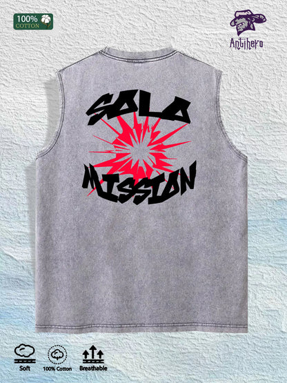 ARTDEPT Solo Mission Graphic Washed Vest US Warehouse 3 Colors Cotton Tank