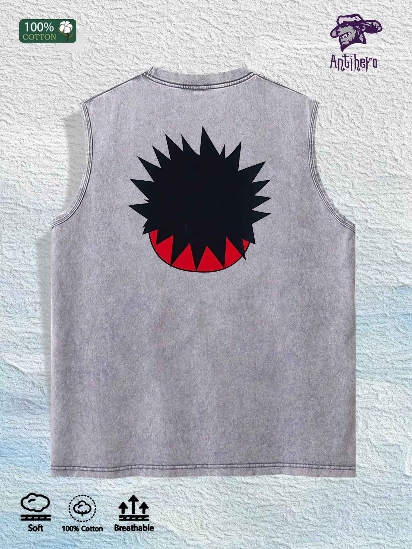 Anime Character Graphic Washed Vest US Warehouse 3 Colors Cotton Tank