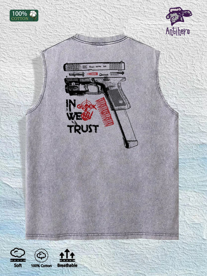 Skull - Patterned Washed Vest US Local Warehouse 3 Colors Cotton Breathable Trendy Top