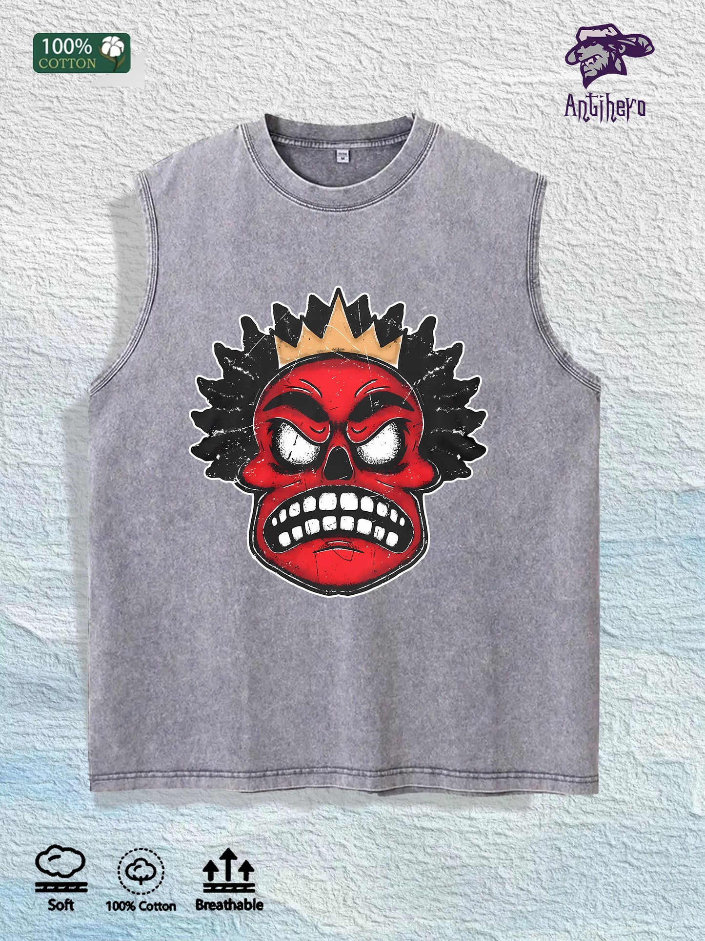 Antihero Crown Skull Tank Top 100% Cotton US Warehouse 7 Colors