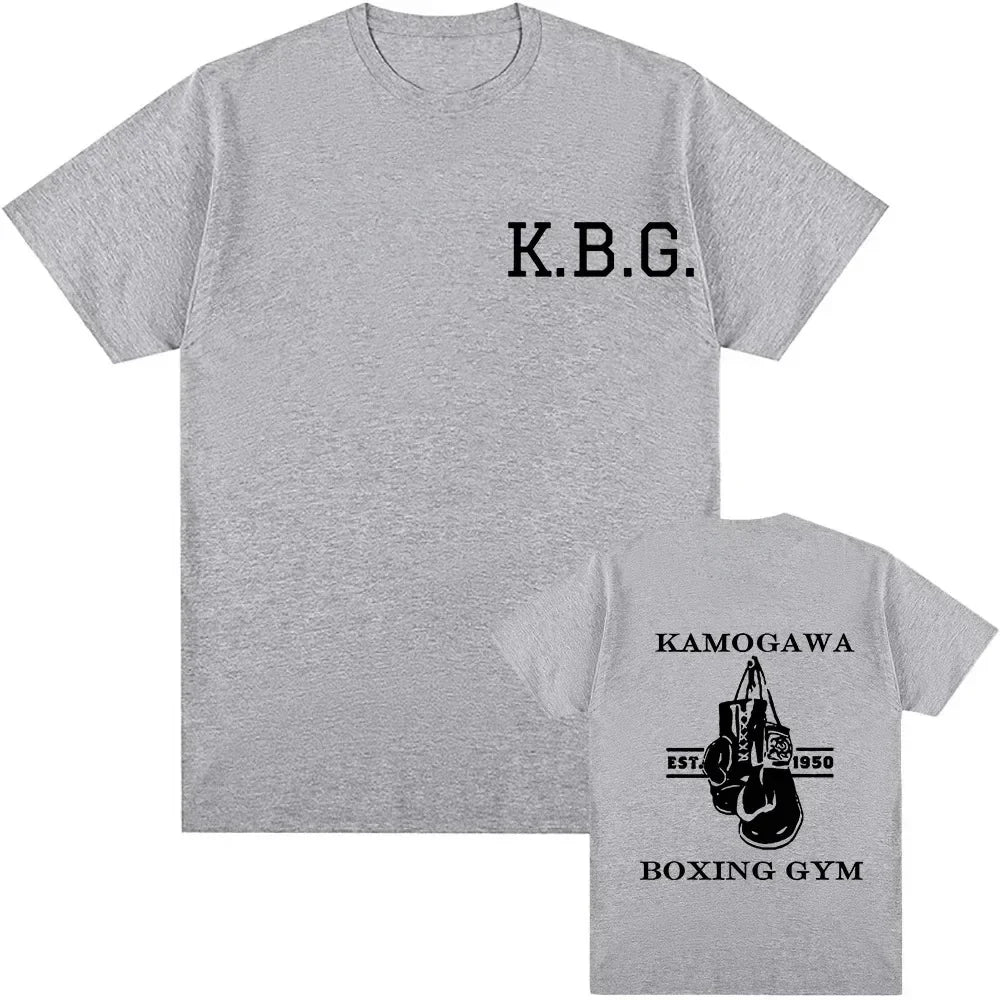 Streetwear Men Hajime No Ippo Printed Pure Cotton Vintage GYM Men's T-Shirt for Men Women Tops Funny Manga Kamagowa Boxing Gym
