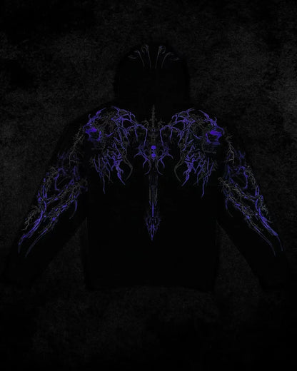 2025New American Style Men's Hooded Sweatshirt Trendy Brand Dark Style Sports Fitness High Street Autumn Winter Men's Sweatshirt