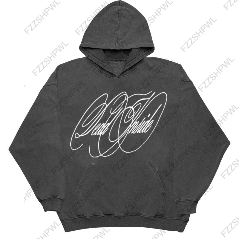 Unisex Hip Hop Oversized Y2K Hooded sweatshirt Punk Harajuku Letter Print Casual Hoodie sweatshirt Rock Goth Streetwear Pullover