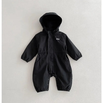 8990 Baby One-piece Clothes 2025 Spring New Baby Hooded Frock Boy's Clothes Casual 0-3Year Baby Climbing Clothes
