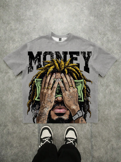 The new men's T-shirt for the summer of 2025 features a casual fashionable soft and breathable 3D letter pattern print