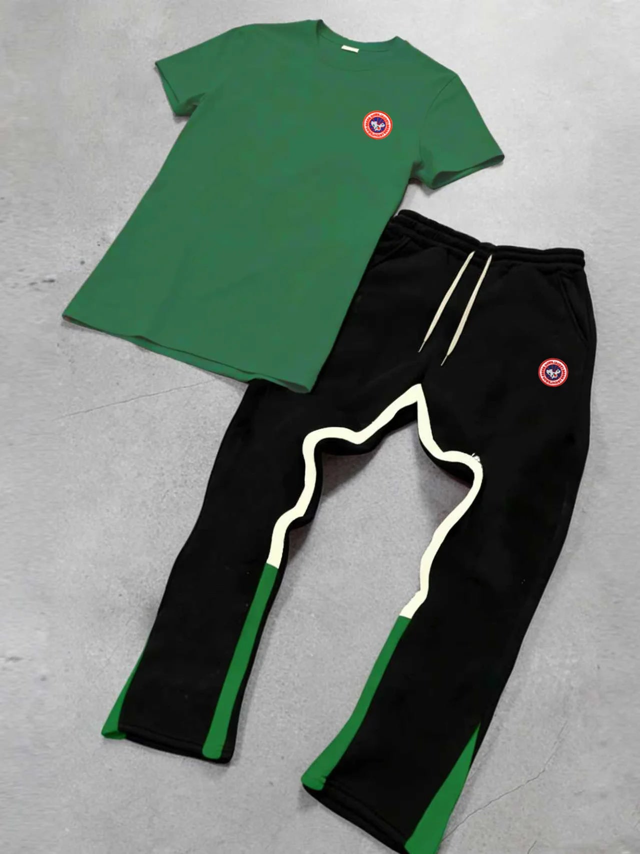 Men's Clothing T-shirt Sets Two Piece Suit Euro Street Style Circle Logo Two-Piece Set