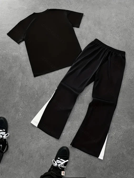 Men's Clothing T-shirt Sets Two Piece Suit Euro Street Style Circle Logo Two-Piece Set