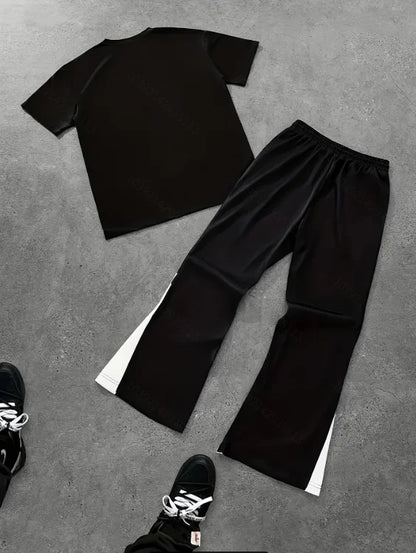 Men's Clothing T-shirt Sets Two Piece Suit Euro Street Style Circle Logo Two-Piece Set