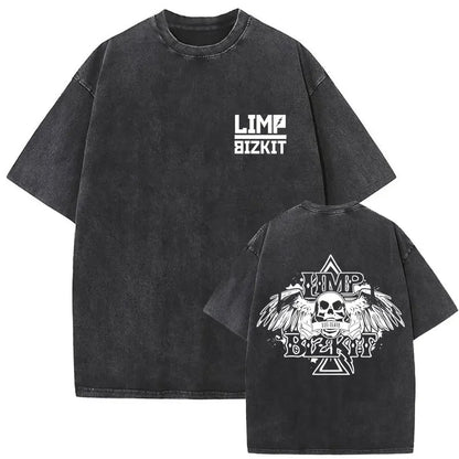 Y2k Tshirt Men Clothing Washed Vintage Rock Band Limp Bizkit Album Graphic 2025 Mens Clothes Tee Shirt Homme Graphic TShirts Men