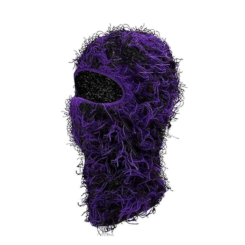 Distressed Balaclava Ski Mask, Full Face Knitted Balaclava Windproof Cool Ski Mask for Cold Weather, Camo Knitted Face Mask