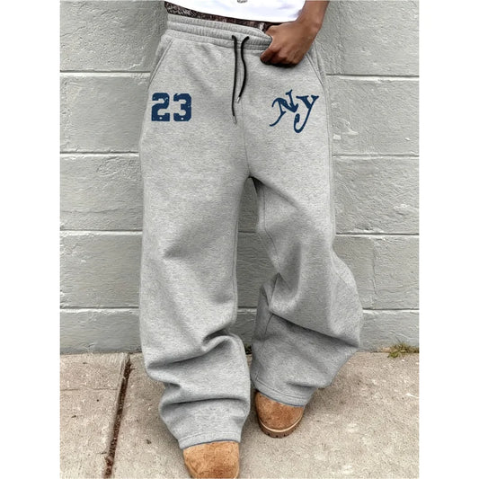 Men'S Sports Pants，Features A Unique Letter Pattern Print，Elastic Waistband With Drawstring，Very Suitable For Streetwear