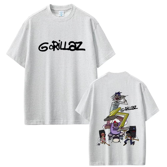 Rock Band Gorillaz Graphic T-shirts Men Women Fashion Vintage Oversized Streetwear Unisex High Quality Soft Cotton T Shirts Tops