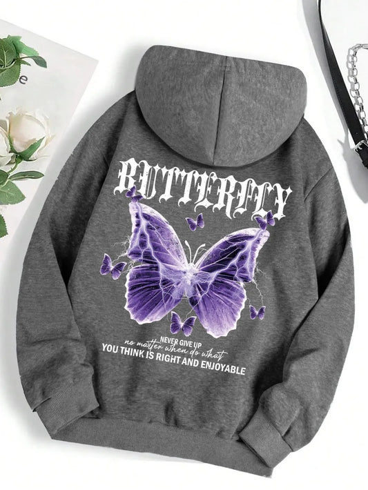 New autumn men's avant-garde butterfly print soft and comfortable hoodie outdoor city high street hoodie