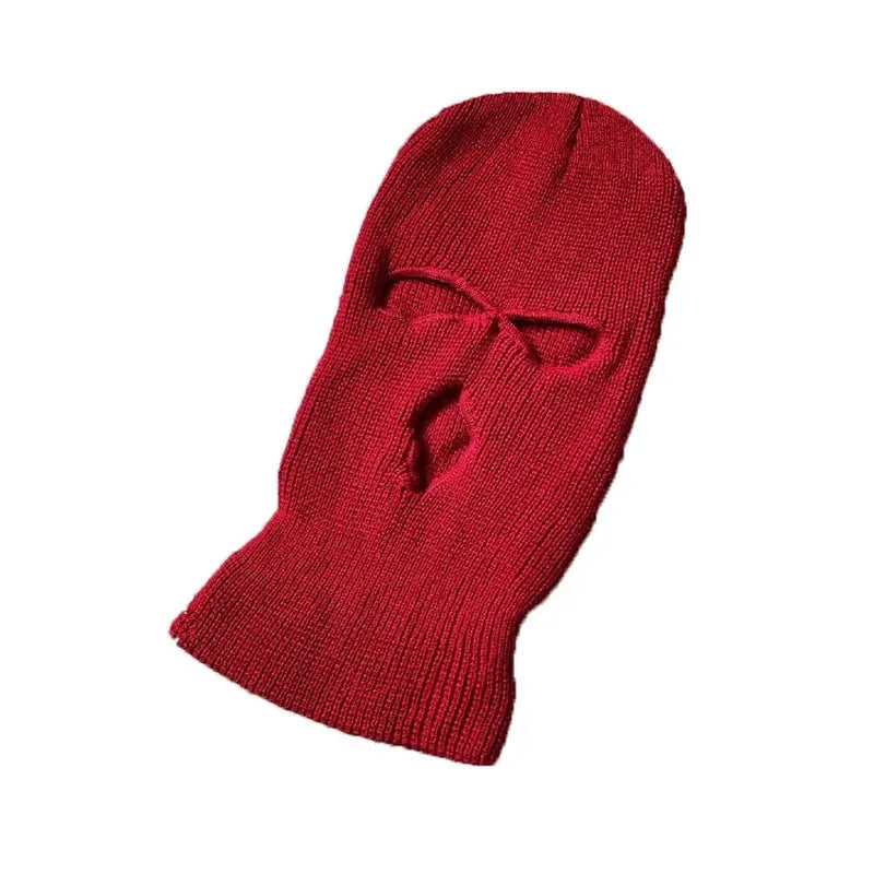 Winter Motorcycle Windproof Full Face Knit Hats Ski Mask Men Warm Wool Balaclava embroidery Winter hats Knitted 3 Holes Ski Mask