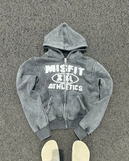 Gothic Fashion New Letter Patch Cardigan Zipper Sweater Male Y2K Harajuku Vintage Hip Hop Popular Leisure Sports Couple Hoodies