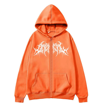 Y2K Zip-Up hoodie, men, clothes with graphic prints, hip hop style, gothic 2025 Autumn Winter keep warm long sleeves Sweatshirt