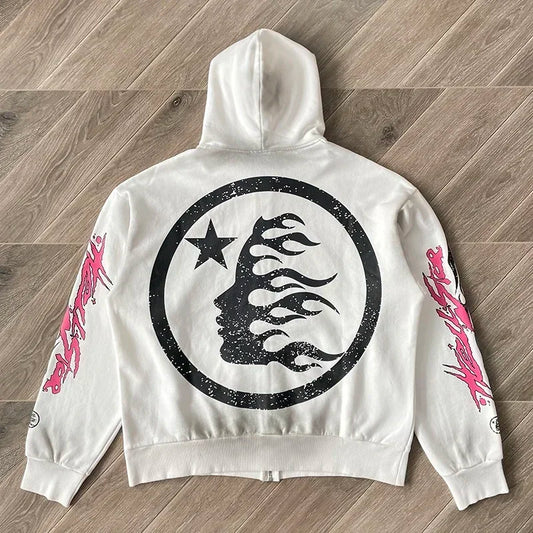 HS Flame Glitter Zip-Up Glitter fleece hoodie
