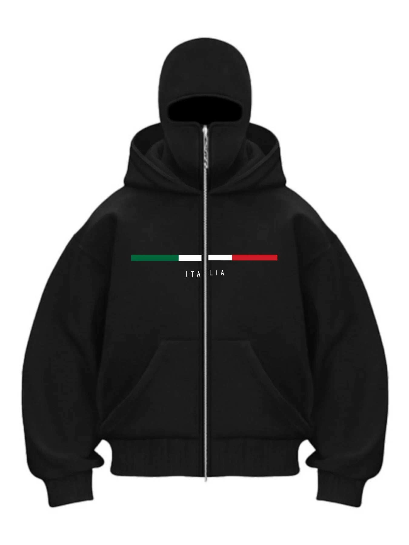 Double Hat Balaclava Hoodies Fashion Hip Hop Winter Windproof Sweatshirt Streetwear Trend ﻿zipper Face Mask Hoodie Jacket Coat