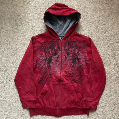 Gothic Fashion New Letter Patch Cardigan Zipper Sweater Male Y2K Harajuku Vintage Hip Hop Popular Leisure Sports Couple Hoodies