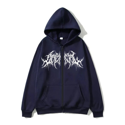 Y2K Zip-Up hoodie, men, clothes with graphic prints, hip hop style, gothic 2025 Autumn Winter keep warm long sleeves Sweatshirt