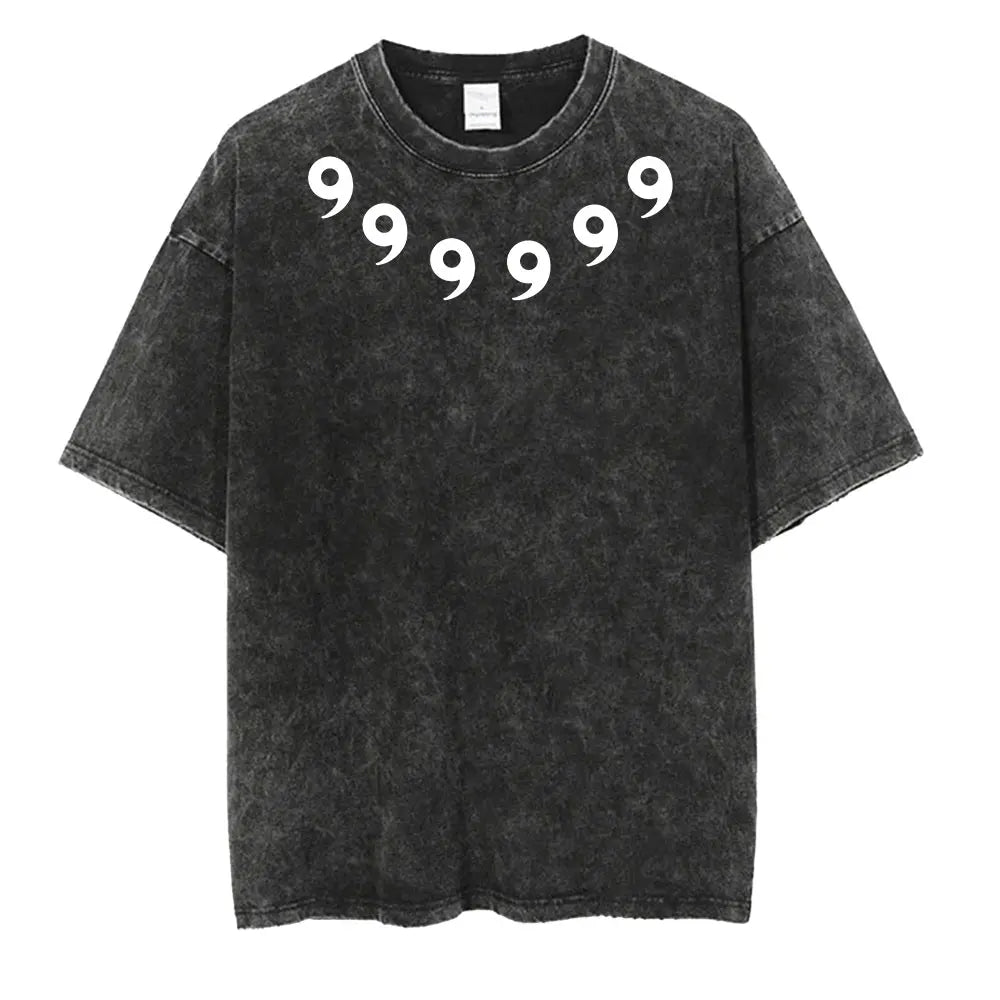 Graphic Print Vintage Washed Tshirt Men Women 100% Cotton Harajuku Streetwear Hip Hop T-Shirt Summer Short Sleeve Top Tee