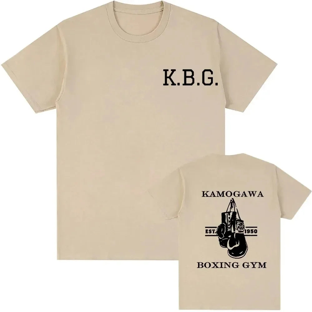 Streetwear Men Hajime No Ippo Printed Pure Cotton Vintage GYM Men's T-Shirt for Men Women Tops Funny Manga Kamagowa Boxing Gym