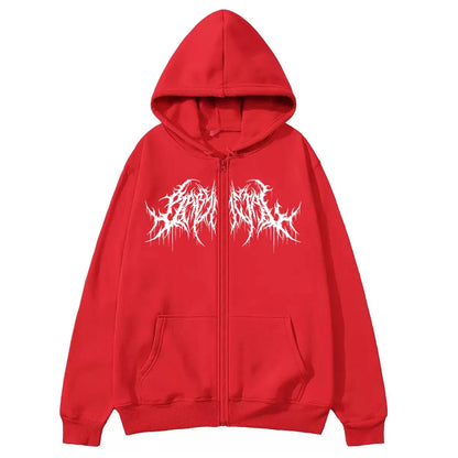 Y2K Zip-Up hoodie, men, clothes with graphic prints, hip hop style, gothic 2025 Autumn Winter keep warm long sleeves Sweatshirt