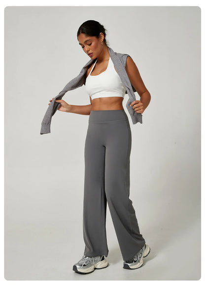 Loose Yoga Pants Women's High Waist Hip Lifting Gym Workout Wide Leg Leggings Pilates Running Straight Sports Spring Trousers